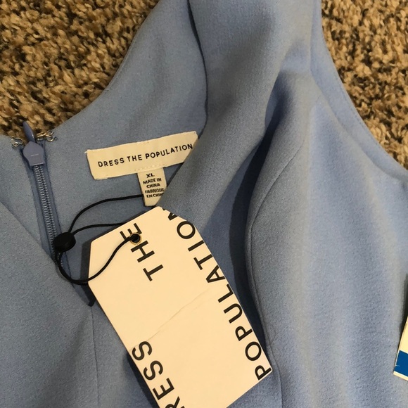 NWT Dress the Population Sandra Formal Maxi Dress Size XL Sky Blue Gown - Picture 6 of 11